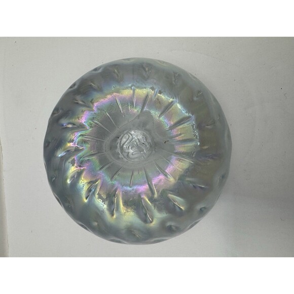 Susan Anton Intaglio Iridescent Art Glass Paperweight Divots Like Golfball - Picture 6 of 6